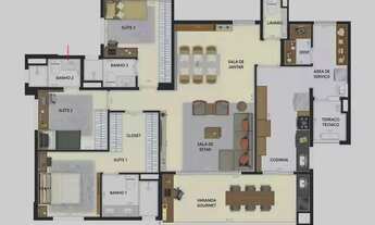 Imagem 5: Apartamento para venda no ORION PATRIANI 135 m² com 3 suítes em Vila Assunção - Santo Andr