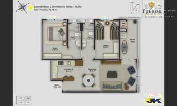 Imagem 2: Apartamento 2 quartos sendo 1 suíte, com sacada - Jd. Eldorado, Palhoça/SC
