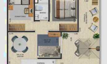 Imagem 7: Aptos de 42m, 47m e 50m com 2 dorm + sacada integrada + 1 vaga a 500 m do Parque das Hort