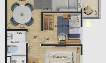 Imagem 3: Aptos de 42m, 47m e 50m com 2 dorm + sacada integrada + 1 vaga a 500 m do Parque das Hort