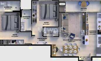 Imagem 2: 02 SUITES + 03 BWC + ANDAR ALTO + 87,20M2 - TOP
