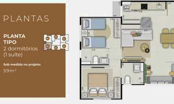 Imagem 3: Apartamentos para venda com 59 m² com 2 quartos em Chácara da Barra - Campinas - SP