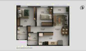 Imagem 4: A006- Apartamento na planta com 3 e 2 quartos sendo uma suíte no Alto do Calhau