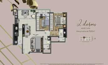Imagem 2: 02 DORM SENDO 1 SUITE - 79,05M2 - ESTRUTURA TOP