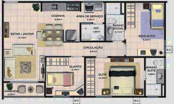 Imagem 2: Apartamento para venda com 77 metros quadrados com 2 quartos em Calhau - São Luís - Maranh