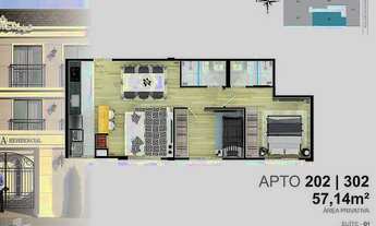 Imagem 6: Apartamento para Venda em Joinville, Saguaçu, 2 dormitórios, 1 suíte, 2 banheiros, 1 vaga