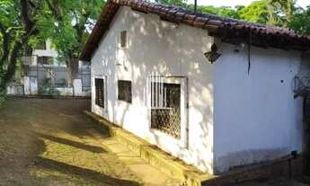 Imagem 7: Casarão antigo de esquina, com amplo jardim e gramado em volta da casa, com árvores frutíf