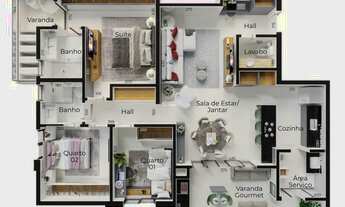 Imagem 3: Apartamento à venda, 3 quartos, 1 suíte, 2 vagas, Santa Mônica - Uberlândia/MG