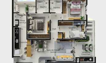 Imagem 2: Apartamento à venda, 2 quartos, 1 suíte, 2 vagas, Jardim Finotti - Uberlândia/MG