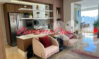 Imagem 4: Apartamento com 133m² de área útil, varanda gourmet com fechamento em vidro, sala para 03