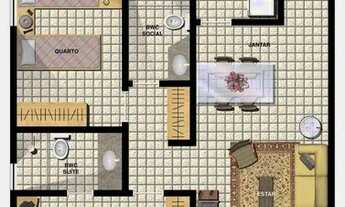 Imagem 2: Vendo apartamento 2 quartos sendo 1 suite, WC social, sala de estar, jantar, piscina, área