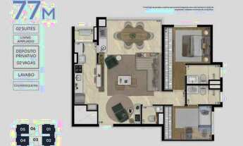 Imagem 6: Apartamento com 3 dormitórios à venda, 77 m²