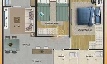 Imagem 3: Apartamento com 2 dormitórios (1 suite) e varanda grill à venda, 47 m² por R$ 304.000 - Vi
