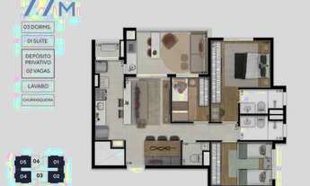 Imagem 3: Apartamento com 3 dormitórios à venda, 77 m²