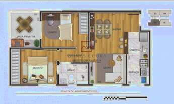 Imagem 6: Lançamento no Jaraguá Apartamento Tipo com área interna em 45,78m²