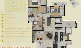 Imagem 4: Apartamento 4 quartos 2 suítes 2 semisuítes 188m² 4 vgas ed Sereno em Vale do Sereno - Nov