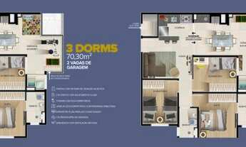 Imagem 5: Apartamento para venda possui 56M² com 2 quartos sendo um suíte. Lazer completo
