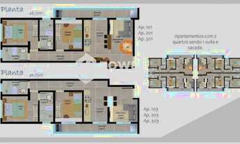 Imagem 2: Apto 50m² de 2 quartos sendo 1 suíte, sala com sacada integrada a cozinha, todo no porcela
