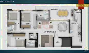 Imagem 3: Apto 3 Suítes 131m² - Parque Flamboyant - R$ 5.704,00/m² INVESTIDOR