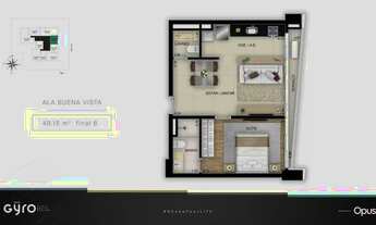 Imagem 2: ÁGIO STUDIO OPUS GYRO VACA BRAVA - 49,15M² - VISTA LIVRE E ANDAR ALTO - SETOR BUENO - GOIÂ