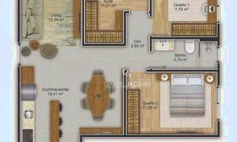 Imagem 5: Apartamento com 3 dormitórios sendo 01 suíte à venda, 86 m² por R$ 389.000 - Pagani - Palh