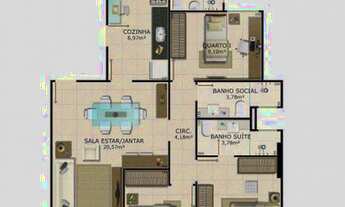 Imagem 3: Mar do Caribe 3 Quartos C/ 2 Suítes e 2 Vagas de Garagem