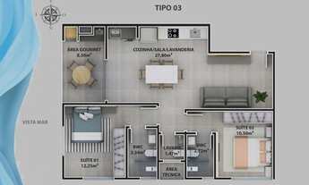 Imagem 5: Apartamento para Venda em Balneário Piçarras, CENTRO, 2 dormitórios, 2 suítes, 3 banheiros