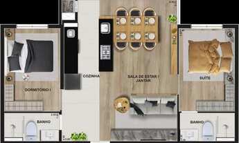 Imagem 2: Apartamento com 2 dormitórios à venda, 59 m² por R$ 474.100,00 - Centro - Pinhais/PR