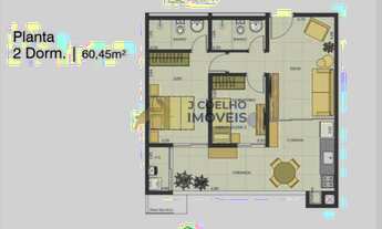Imagem 5: Apartamento 60,45m², 2 dormitórios (1 é suite