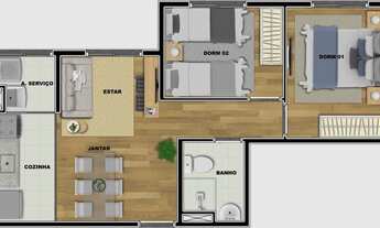 Imagem: Apartamento com 2 Dormitórios 1 Vaga Zona