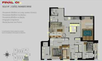 Imagem 2: Apartamento a venda no Haut Compact Life - 3 suites - Varanda com piscina - andar alto