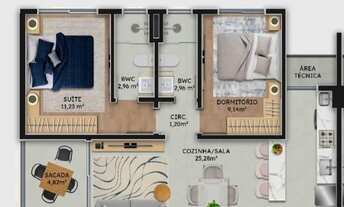 Imagem 5: Apartamento de 02 dormitórios no Centro de Navegantes (cobertura