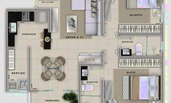 Imagem 4: Apto NOVO 2Q, suite, 2 vg de garagem, 65m2 no bairro Cabral