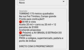 Imagem 4: Terreno 175 metros quadrados na rua Frei Timóteo em Campo Grande - RJ. 30 Mil a vista