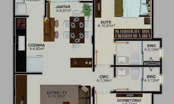 Imagem 3: Apartamento com 2 dormitórios à venda, 77 m² por R$ 304.013,07 - Itoupava Central - Blumen