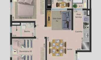 Imagem 5: Apartamento para venda tem 56 metros quadrados com 2 quartos em Santa Marta - Uberaba - MG