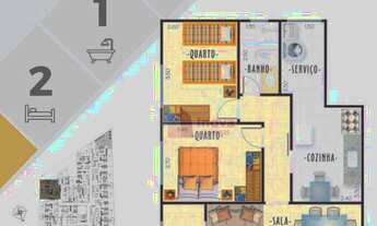 Imagem 3: Excelente Apartamento com 2 qtos/elevador/1 vaga, à venda, 72 m² por R$ 275.000 - Santa He