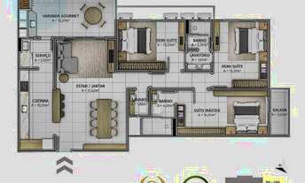 Imagem 2: Apartamento com 3 dormitórios à venda, 126 m² - Floresta - São José/SC