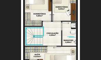 Imagem 5: Sobrado para venda tem 104 metros quadrados com 3 quartos em Boa Vista - Joinville - SC