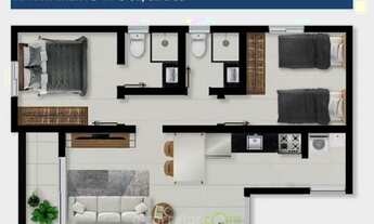 Imagem 3: Apartamento a Venda Gramame 51,35m² 2Qtos, 1Suíte, Varanda