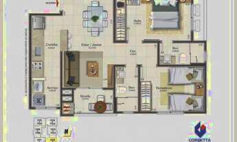 Imagem 2: Apartamento para venda tem 65 metros quadrados com 2 quartos em Vera Cruz - Criciúma - SC