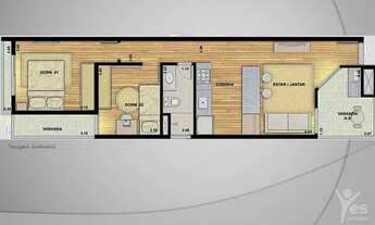 Imagem 2: Cód.: 7793 - Apartamento de 54 m² 02 Dormitórios e 01 Vaga de Garagem - Parque das Nações
