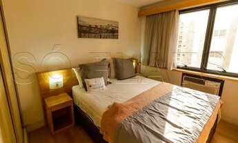 Imagem 6: Flat mobiliado com lavanderia coletiva no prédio, com 1x dormitório. Sem burocracia na loc