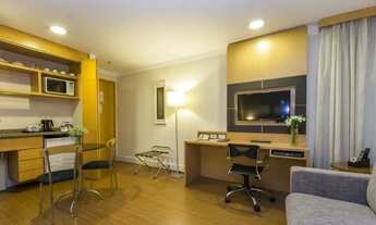 Imagem 3: Flat mobiliado com lavanderia coletiva no prédio, com 1x dormitório. Sem burocracia na loc