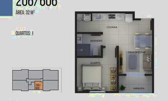 Imagem 2: Apartamento à venda com 1 dormitórios cod:45