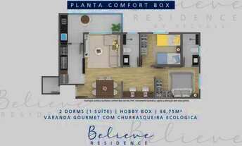 Imagem 5: BELIEVE RESIDENCE - apartamentos de 64m² e 66m² com suite e varanda gourmet