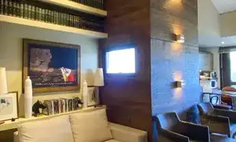 Imagem 5: Sala mobiliada, com churrasqueira para happy hour e vista para o Guaíba