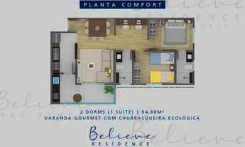 Imagem 6: BELIEVE RESIDENCE - apartamentos de 64m² e 66m² com suite e varanda gourmet