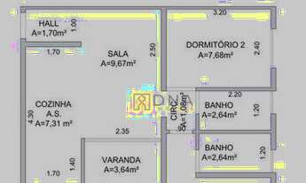 Imagem 3: Apartamento com 2 dormitórios à venda, 52 m² por R$ 350.000,00 - Condomínio Residencial Co