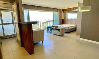 Imagem 2: Elegante Ap. 1 dorm/suíte, 2 banh., 54m2, sem Caução, mobiliado, ar cond., varanda, 1 vaga